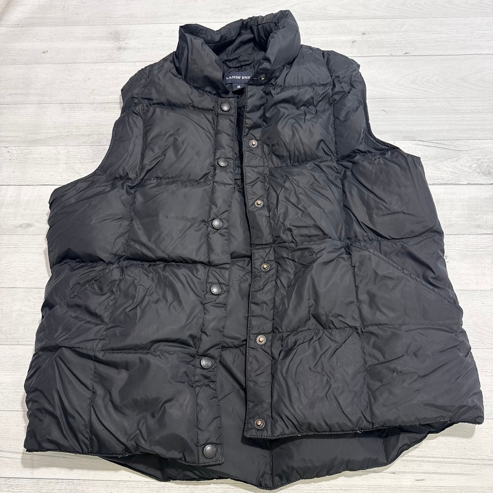 Lands End Black Down Puffer Vest Womens medium 10/12